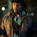 Daniel Ezra The Running Man 2025 Black Leather Jacket