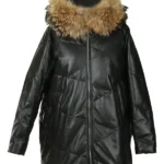Detachable Hood Real Fur Leather Puffer Coat