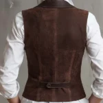 Eco-Suede Snake Print Vest With Faux-Leather Lapel