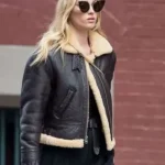 Elsa Hosk Brown B3 Shearling Leather Jacket
