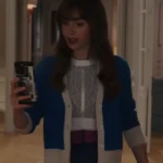 Emily In Paris Lily Collins Blue Cardigan