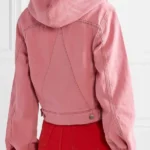 Emily In Paris Lily Collins Pink Hooded Denim Jacket back