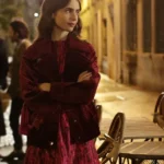 Emily In Paris Lily Collins Velvet Jacket front