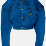 Emily In Paris S4 Lily Collins Blue Cropped Denim Jacket front