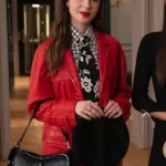Emily in Paris S04 Emily Cooper Red Leather Coat