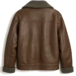 Emma Mackey Ella McCay Brown Shearling Leather Jacket Back