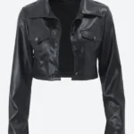 Faux Leather Cropped Jacket