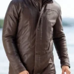 Front Mens Garsdale Brown Leather Coat