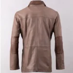 Garth Collared Brown Leather Coat back