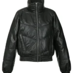 Iris Leather Puffer Bomber Jacket