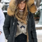 Jennifer Lopez NYC Black Fur Hooded Jacket