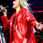 Jingle Ball Sabrina Carpenter Red Leather Blazer