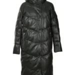 Kim Leather Puffer Long Coat
