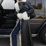 LA 2025 Elsa Hosk Black Shearling Coat