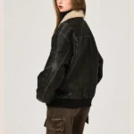 Leather Jacket with Lamb Wool Collar Back