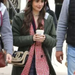 Lily Collins Emily In Paris Hooded Green Jacket