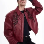 Men Premium Embroidered Patchwork Leather Jacket