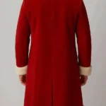 Men Red Christmas Fur Trim Coat Back