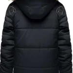 Men Warm Fur Inside Black Puffer Jacket with Detachable Hood back