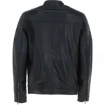 Mens Biker Style Black Leather Jacket Back