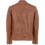 Mens Biker Style Brown Leather Jacket Back