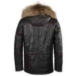 Mens Black Sheepskin Lined Leather Jacket back