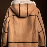 Mens Bronco Hooded Jacket Camel Brown Back