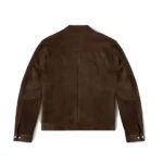 Mens Brown Racer Suede Leather Jacket Back