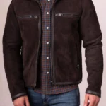 Mens Buccaneer Sheepskin Brown Jacket front