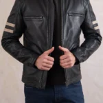 Mens Charlie II Leather Racer Jacket front