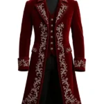 Mens Christmas Formal Embroidered Red Coat
