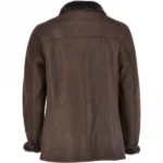 Mens Classic Sheepskin Brown Leather Coat back