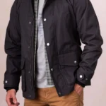 Mens Coniston Black Wax Field Cotton Jacket front