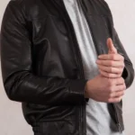 Mens Cotehall Black Leather Jacket