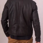 Mens Crookshaw Dark Brown Leather Jacket back