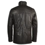 Mens Dark Brown lined Leather Jacket back