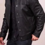 Mens Endmoor Black Leather Jacket