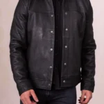Mens Endmoor Black Leather Jacket front