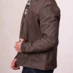 Mens Endmoor Brown Leather Jacket side