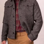 Mens Ennerdale Brown Wool Trucker Jacket front