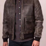 Mens Fellfoot Brown Leather Aviator Jacket