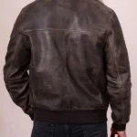 Mens Fellfoot Brown Leather Aviator Jacket back