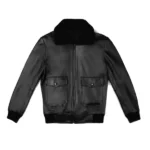 Mens Flight Leather Black Jacket front