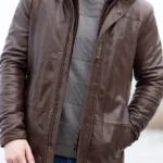 Mens Garsdale Brown Leather Coat