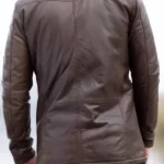 Mens Garsdale Brown Leather Coat Back