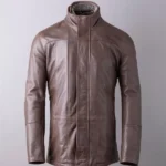 Mens Garsdale Brown Leather Coat front
