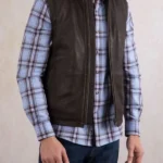 Mens Glenridding Brown Leather Gilet front
