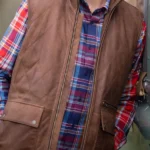 Mens Grike Brown Leather Gilet