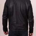 Mens Harker Black Leather Jacket back