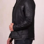 Mens Harker Black Leather Jacket side